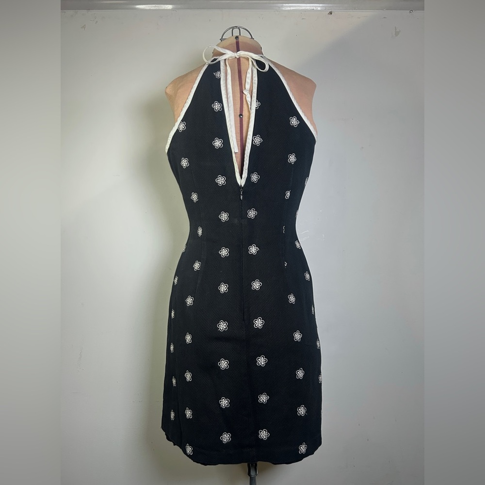 Vintage Laundry by Shelli Segal Black and White Daisy Halter Dress Size 8 - Picture 6 of 12